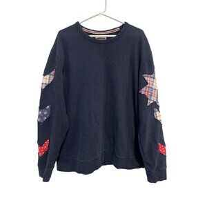 Lands End Sweatshirt Size XXL Serious Sweats Plaid Floral Patchwork Quilt